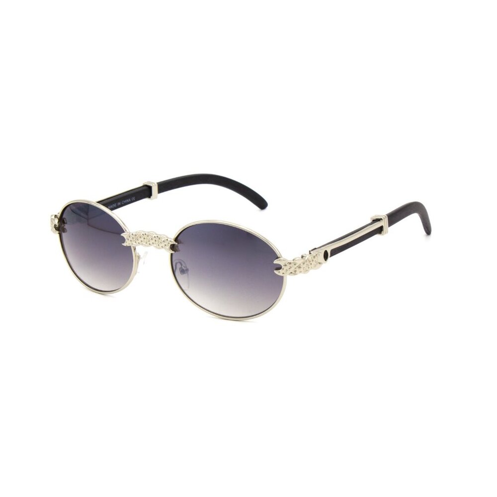 Men Hip Hop Sunglasses Round Silver Black Lens Street Fashion Metal Lentes Gafas